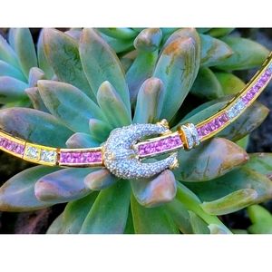 Bellarri 18k Gold Pink Sapphire & Diamond Necklace